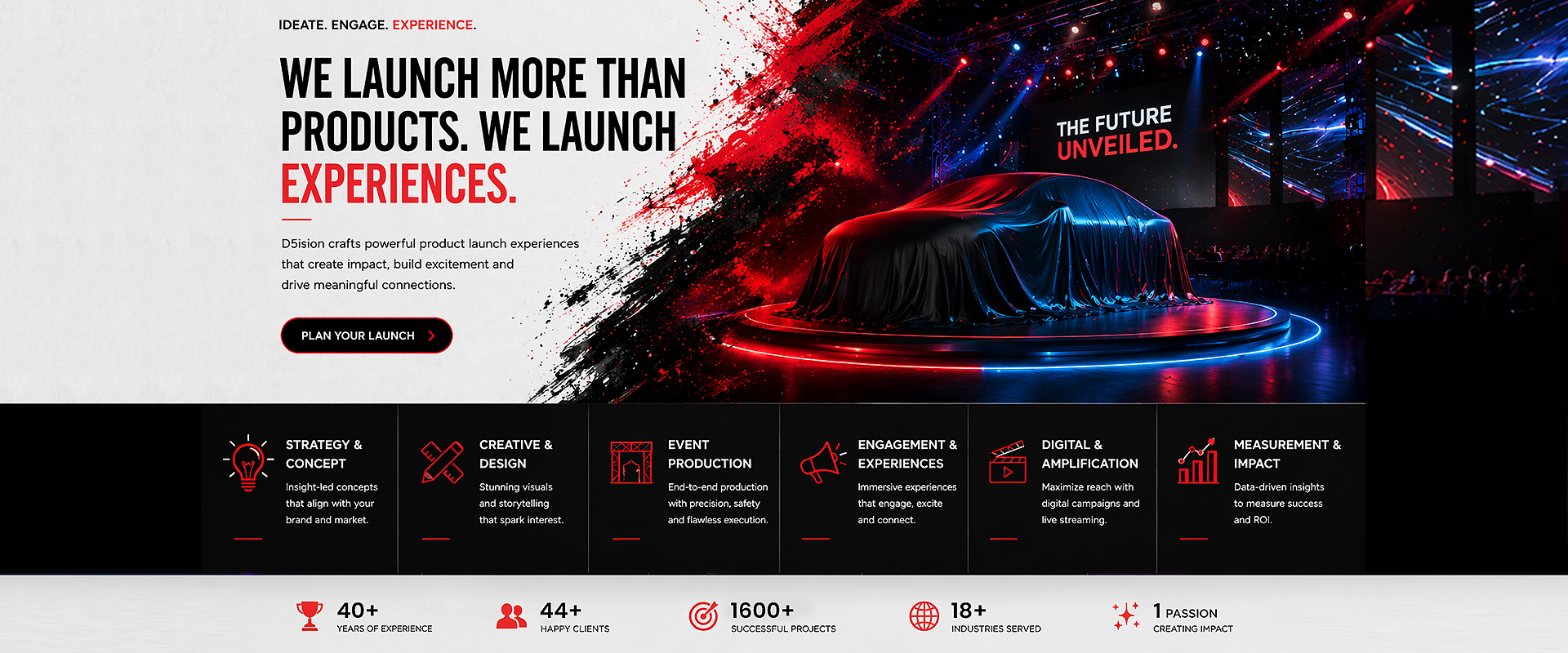 Product launch event setup and stage design